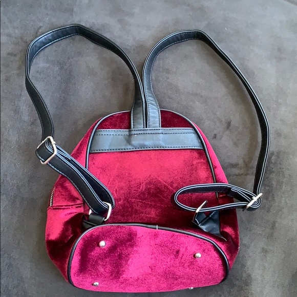 2/$20 Pull & Bear Velvet Maroon Backpack/Purse - Picture 6 of 7